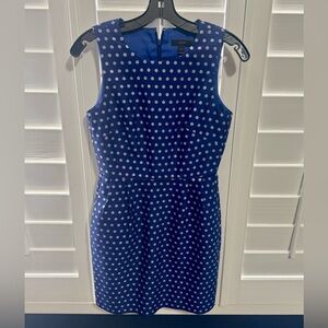 J. Crew Blue Sparkle Dot Silver Metallic Dress - Size 2 - Excellent Condition